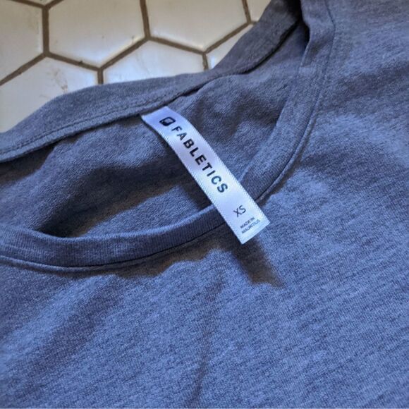 Fabletics Shirt Dress Short Sleeve Bow Detail Heathered Gray XS - Picture 3 of 6